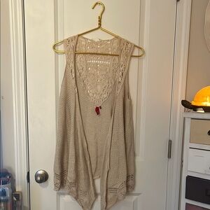 Crochet Lace Beige Vest